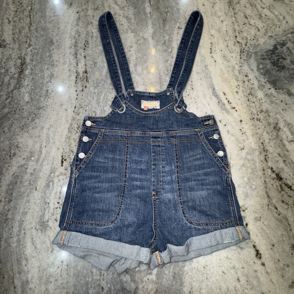 Anthropologie Pilcro Slouchy Blue Denim Overall Shorts Size 29 Boho NO SHIRT - Picture 3 of 8